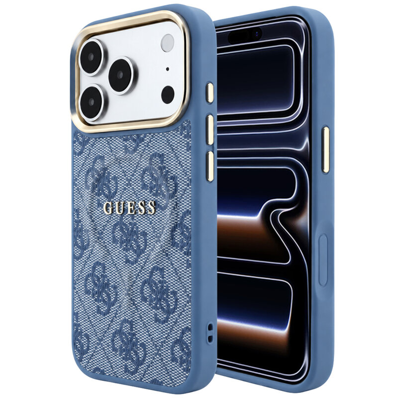 Husa Guess iPhone 17 Pro 4G Embossed Classic MagSafe, albastru, GUHMP18LP4MSEGCB