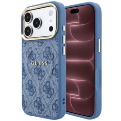 Husa Guess iPhone 18 Pro Max 4G Embossed Classic MagSafe, albastru, GUHMP18XP4MSEGCB