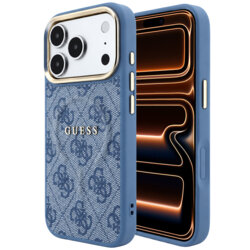Husa Guess iPhone 17 Pro Max 4G Embossed Classic MagSafe, albastru, GUHMP18XP4MSEGCB