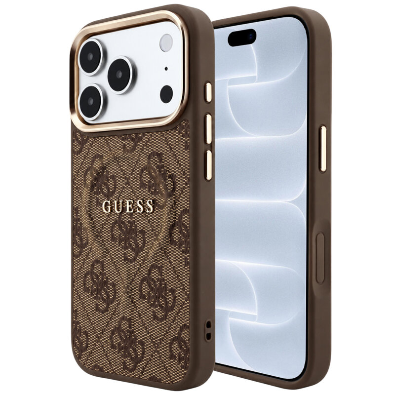 Husa Guess iPhone 18 Pro 4G Embossed Classic MagSafe, maro, GUHMP18LP4MSEGCW