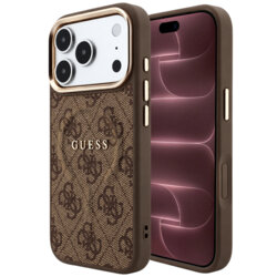 Husa Guess iPhone 18 Pro Max 4G Embossed Classic MagSafe, maro, GUHMP18XP4MSEGCW