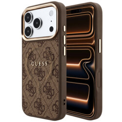 Husa Guess iPhone 17 Pro Max 4G Embossed Classic MagSafe, maro, GUHMP18XP4MSEGCW