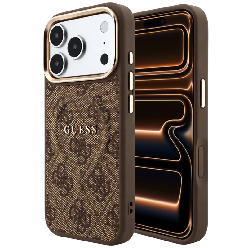 Husa Guess iPhone 17 Pro Max 4G Embossed Classic MagSafe, maro, GUHMP18XP4MSEGCW