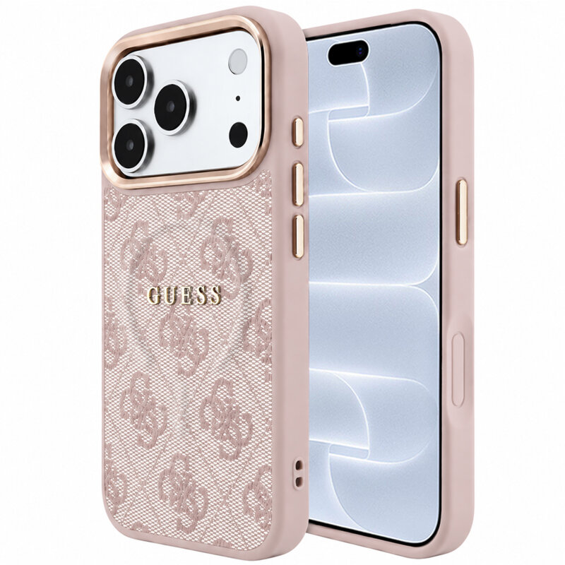 Husa Guess iPhone 18 Pro 4G Embossed Classic MagSafe, roz, GUHMP18LP4MSEGCP