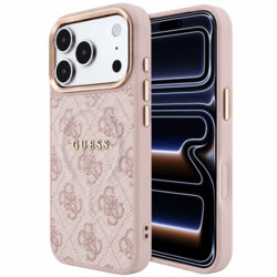 Husa Guess iPhone 17 Pro 4G Embossed Classic MagSafe, roz, GUHMP18LP4MSEGCP