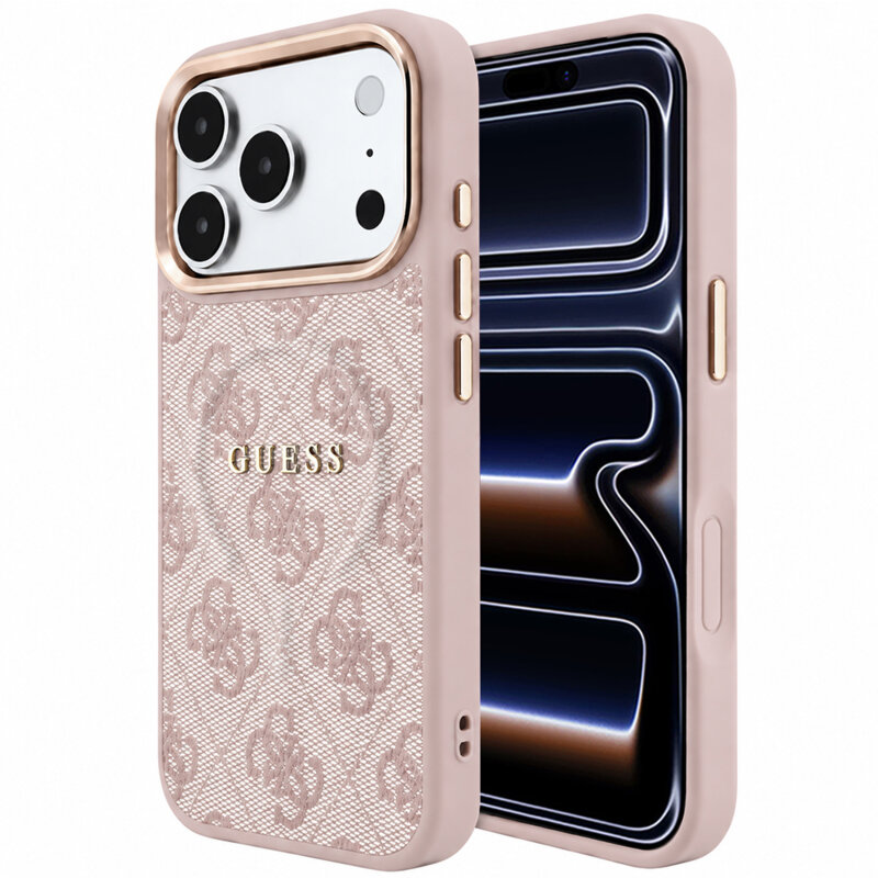 Husa Guess iPhone 17 Pro 4G Embossed Classic MagSafe, roz, GUHMP18LP4MSEGCP