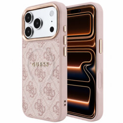 Husa Guess iPhone 17 Pro Max 4G Embossed Classic MagSafe, roz, GUHMP18XP4MSEGCP