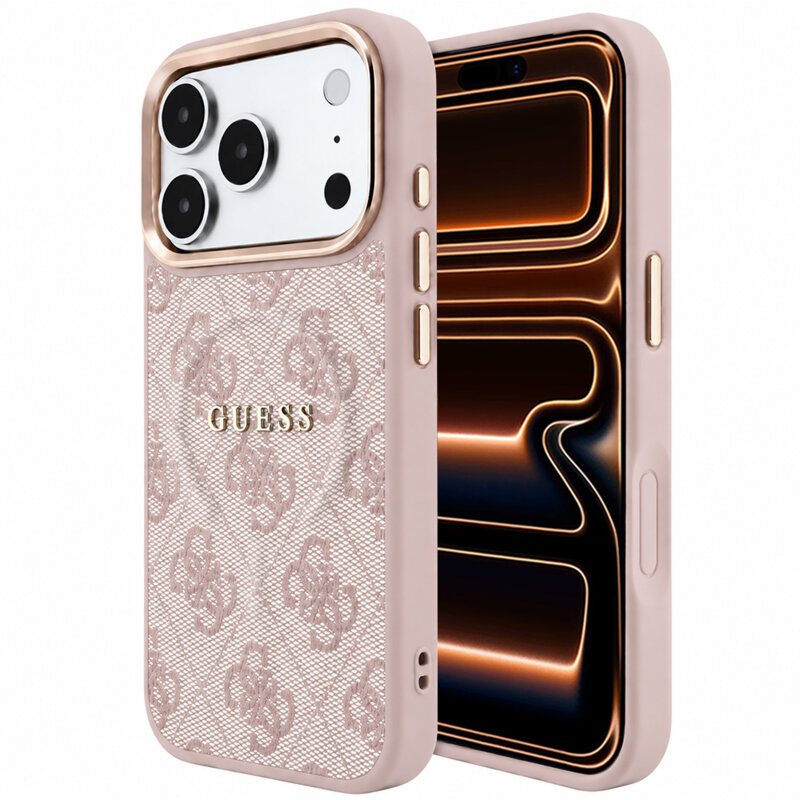 Husa Guess iPhone 17 Pro Max 4G Embossed Classic MagSafe, roz, GUHMP18XP4MSEGCP