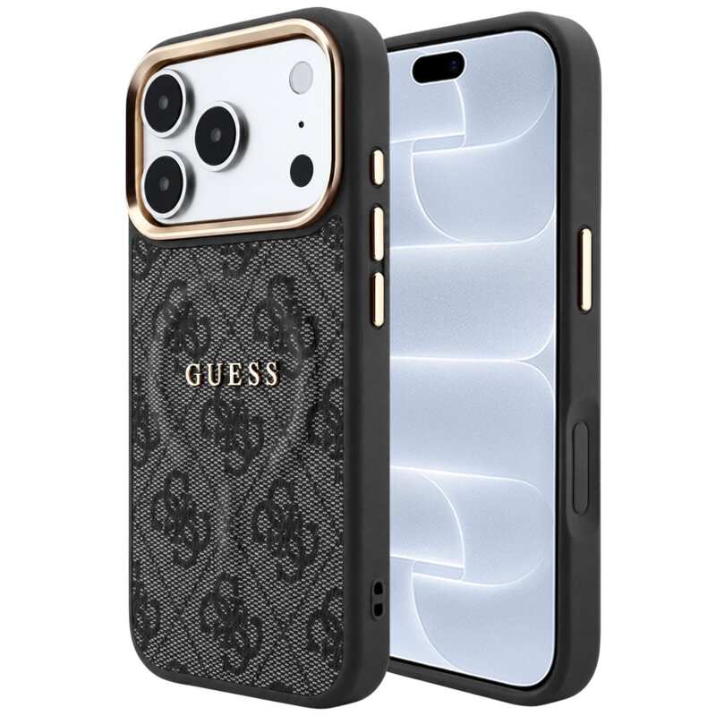 Husa Guess iPhone 18 Pro 4G Embossed Classic MagSafe, negru, GUHMP18LP4MSEGCK