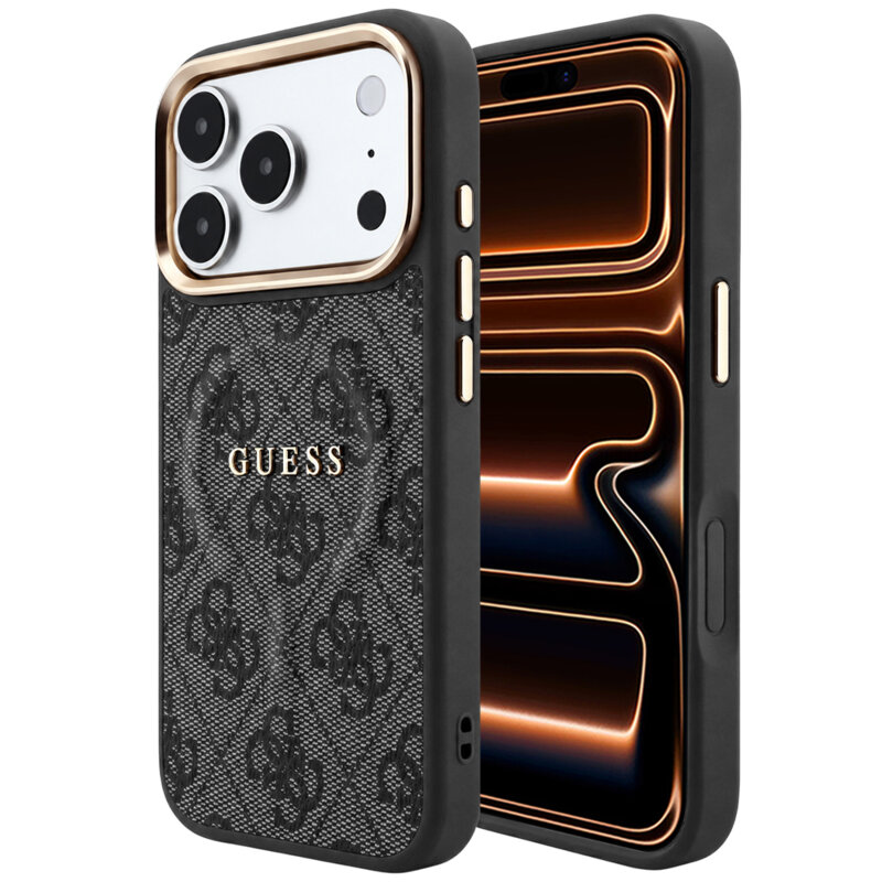 Husa Guess iPhone 17 Pro Max 4G Embossed Classic MagSafe, negru, GUHMP18XP4MSEGCK
