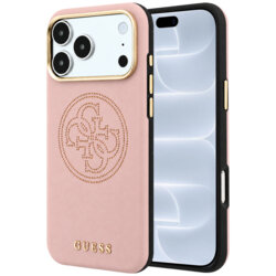 Husa iPhone 18 Pro Guess Leather Perforated 4G MagSafe, roz, GUHMP18L6PS4SRGP
