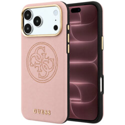 Husa iPhone 18 Pro Max Guess Leather Perforated 4G MagSafe, roz, GUHMP18X6PS4SRGP