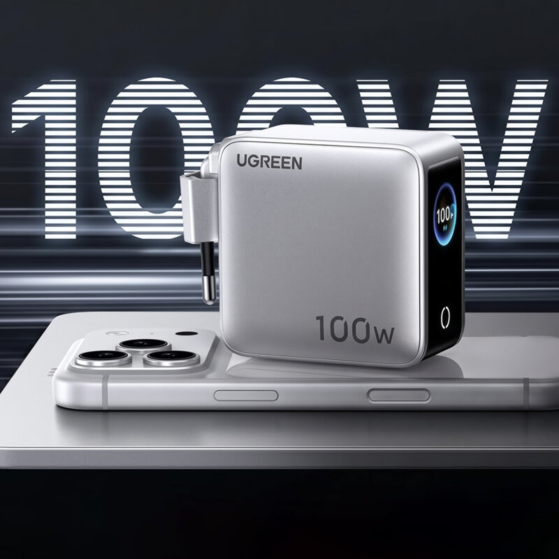 Incarcator GaN 3x Type-C, USB + cablu Ugreen, 100W, X772