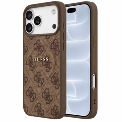 Husa Guess iPhone 18 Pro 4G Embossed Ring Classic Logo MagSafe, maro, GUHMP18LP4MSEGW