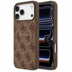 Husa Guess iPhone 17 Pro 4G Embossed Ring Classic Logo MagSafe, maro, GUHMP18LP4MSEGW
