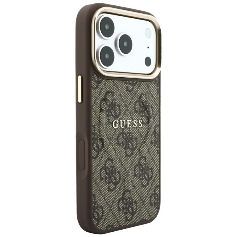 Husa Guess iPhone 17 Pro 4G Embossed Ring Classic Logo MagSafe, maro, GUHMP18LP4MSEGW