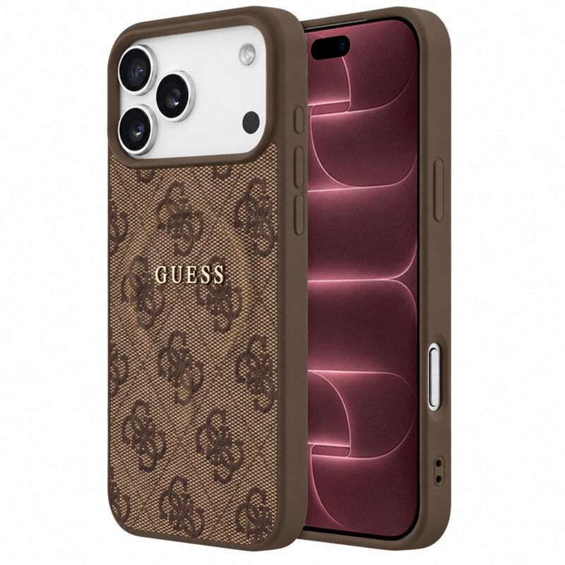 Husa Guess iPhone 18 Pro Max 4G Embossed Ring Classic Logo MagSafe, maro, GUHMP18XP4MSEGW