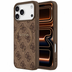 Husa Guess iPhone 17 Pro Max 4G Embossed Ring Classic Logo MagSafe, maro, GUHMP18XP4MSEGW