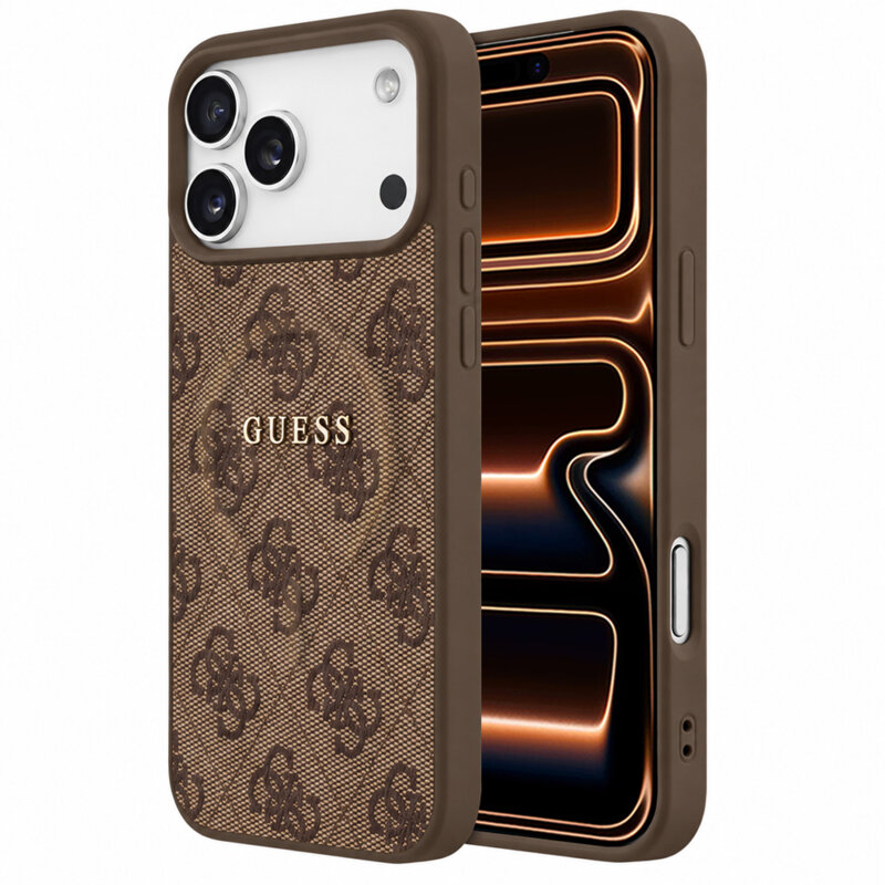 Husa Guess iPhone 17 Pro Max 4G Embossed Ring Classic Logo MagSafe, maro, GUHMP18XP4MSEGW
