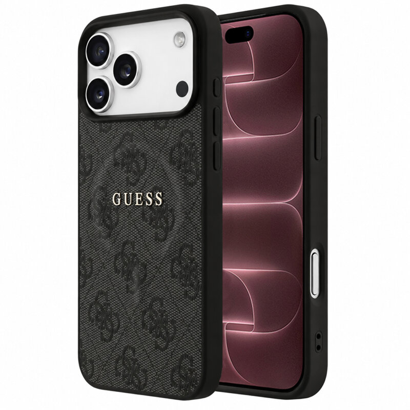 Husa Guess iPhone 18 Pro Max 4G Embossed Ring Classic Logo MagSafe, negru, GUHMP18XP4MSEGK