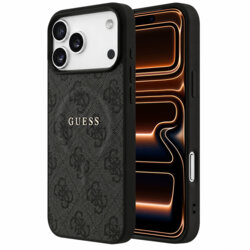 Husa Guess iPhone 17 Pro Max 4G Embossed Ring Classic Logo MagSafe, negru, GUHMP18XP4MSEGK