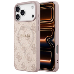 Husa Guess iPhone 17 Pro Max 4G Embossed Ring Classic Logo MagSafe, roz, GUHMP18XP4MSEGP