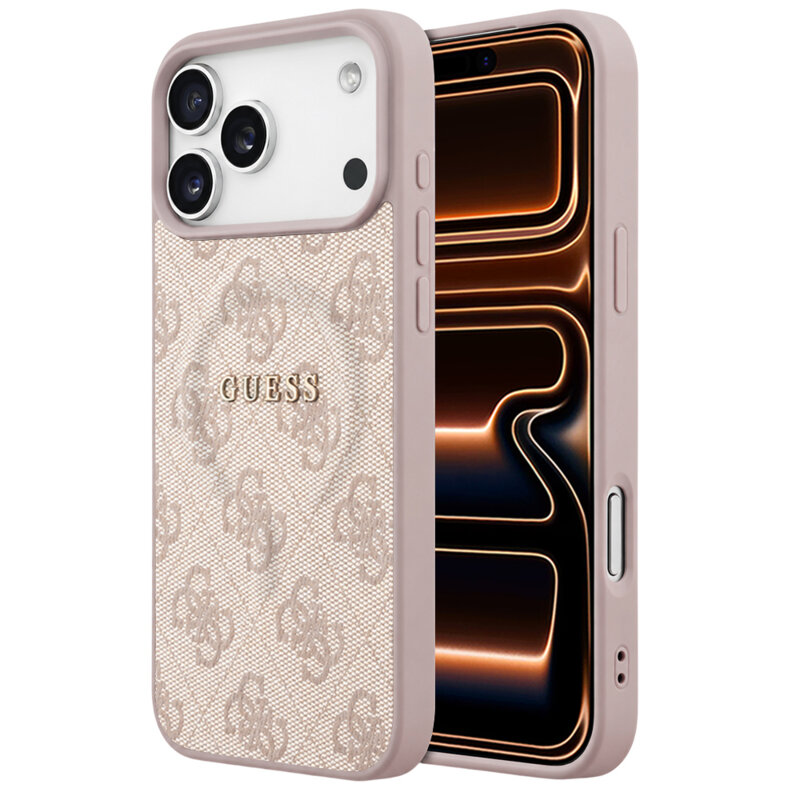 Husa Guess iPhone 17 Pro Max 4G Embossed Ring Classic Logo MagSafe, roz, GUHMP18XP4MSEGP