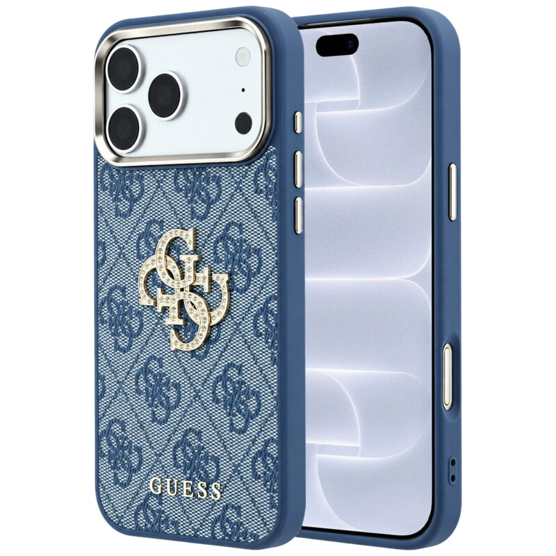 Husa originala Guess iPhone 18 Pro Hardcase 4G Big Strass Logo, albastru, GUHCP18L6P4DSMLB