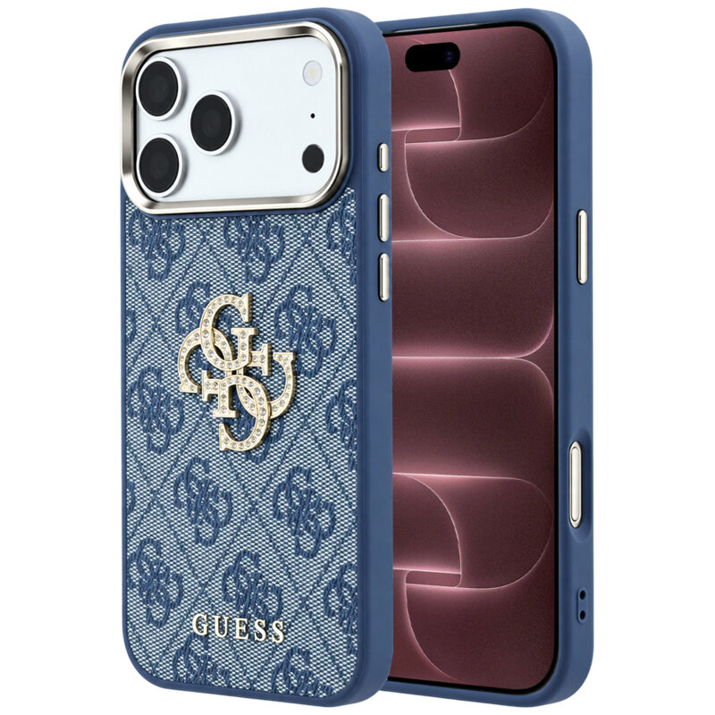 Husa originala Guess iPhone 18 Pro Max Hardcase 4G Big Strass Logo, albastru, GUHCP18X6P4DSMLB