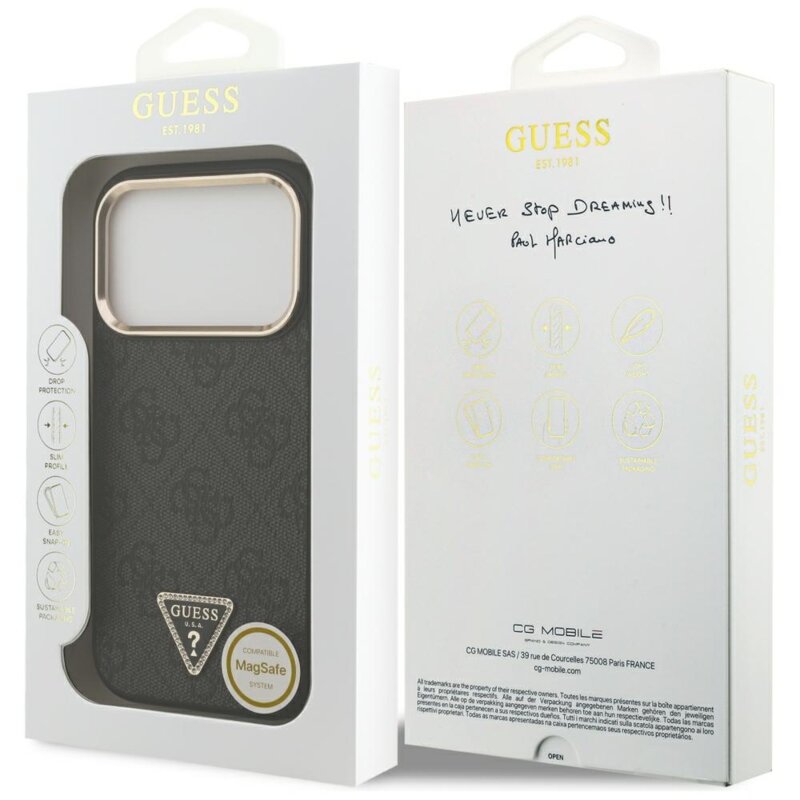 Husa originala Guess iPhone 17 Pro Hardcase 4G Triangle Logo MagSafe, negru, GUHMP18LP4GTDGMK
