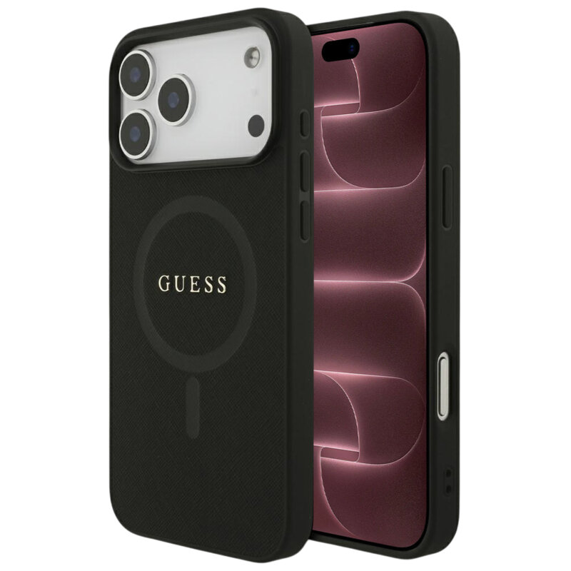 Husa Guess Saffiano MagSafe iPhone 18 Pro Max, negru, GUHMP18XPSAHMCK