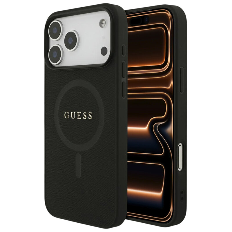 Husa Guess Saffiano MagSafe iPhone 17 Pro Max, negru, GUHMP18XPSAHMCK