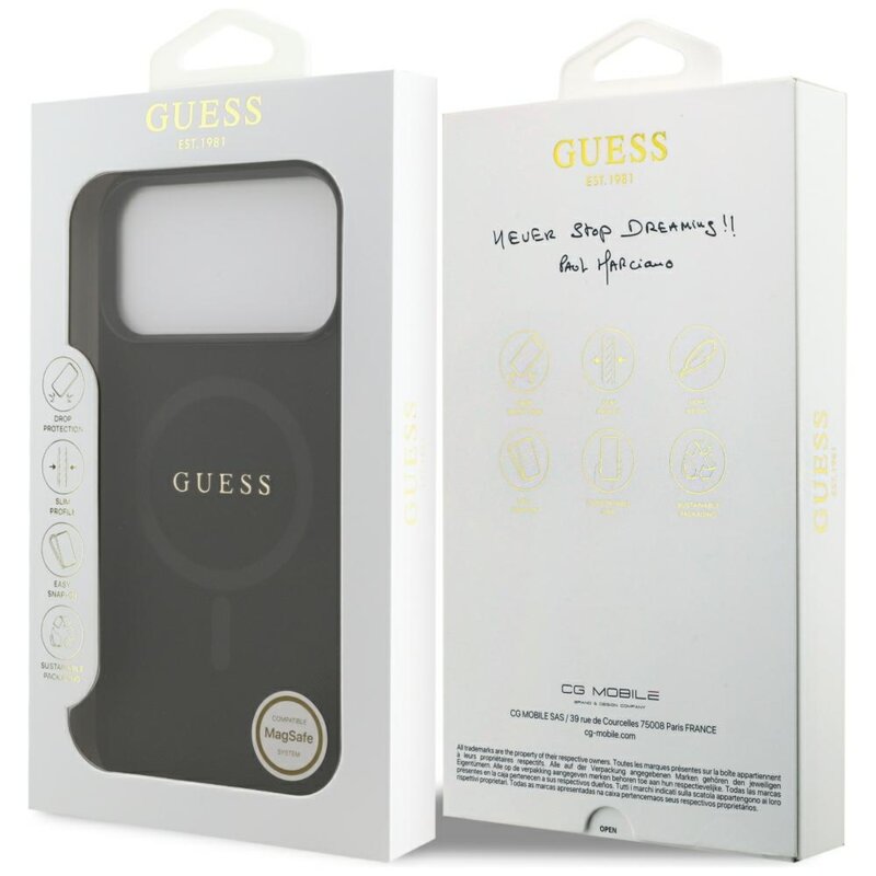 Husa Guess Saffiano MagSafe iPhone 17 Pro Max, negru, GUHMP18XPSAHMCK