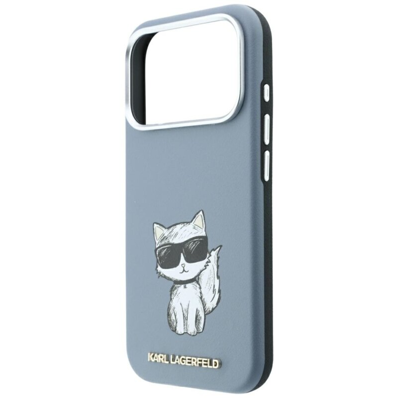 Husa iPhone 17 Pro Karl Lagerfeld Smooth Leather Choupette Sketch MagSafe, bleu, KLHMP18L6PWCIKDB