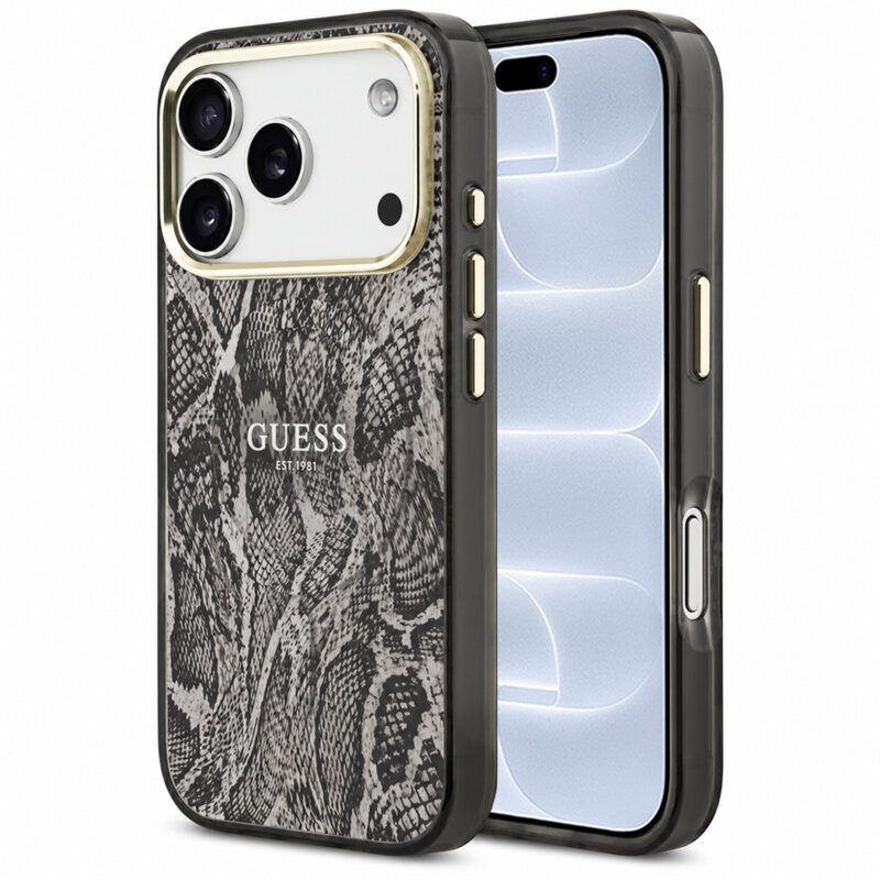 Husa originala Guess iPhone 18 Pro Python Pattern MagSafe, negru, GUHMP18LHIMPYGK