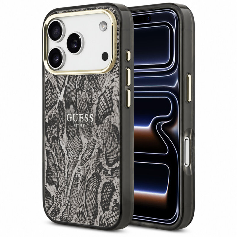 Husa originala Guess iPhone 17 Pro Python Pattern MagSafe, negru, GUHMP18LHIMPYGK