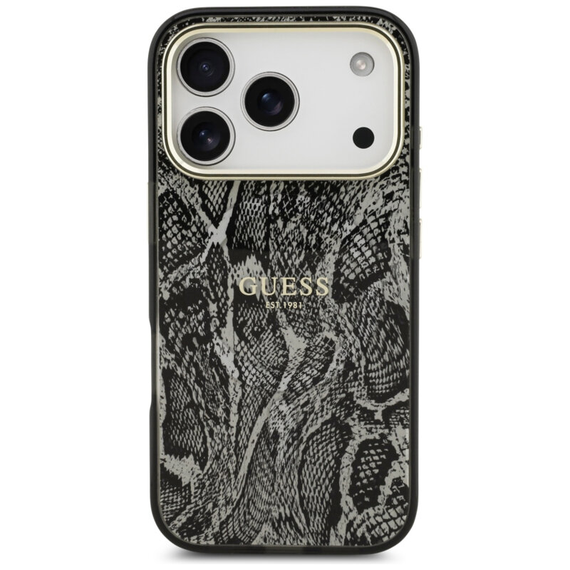 Husa originala Guess iPhone 17 Pro Python Pattern MagSafe, negru, GUHMP18LHIMPYGK