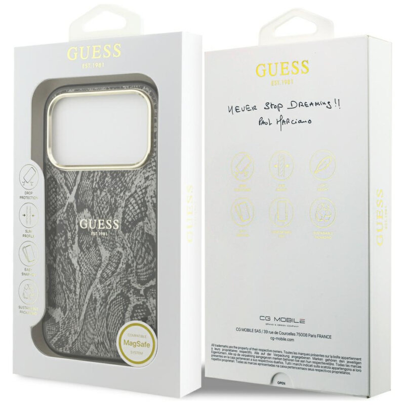 Husa originala Guess iPhone 17 Pro Python Pattern MagSafe, negru, GUHMP18LHIMPYGK