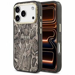 Husa originala Guess iPhone 17 Pro Max Python Pattern MagSafe, maro, GUHMP18XHIMPYGW