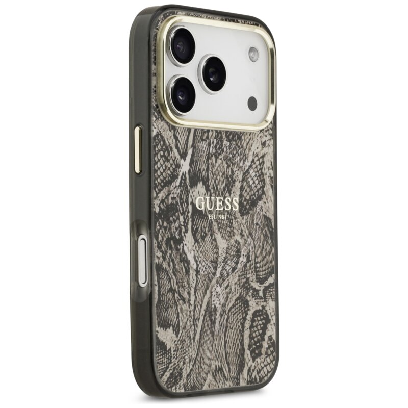 Husa originala Guess iPhone 17 Pro Max Python Pattern MagSafe, maro, GUHMP18XHIMPYGW