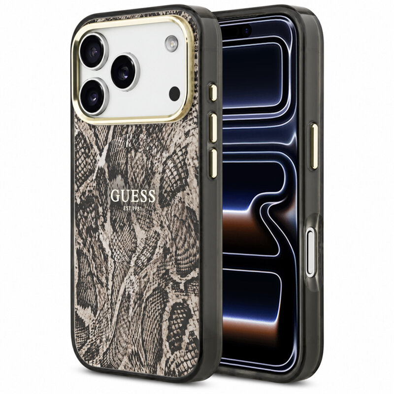 Husa originala Guess iPhone 17 Pro Python Pattern MagSafe, maro, GUHMP18LHIMPYGW
