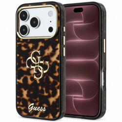 Husa Guess IML 4G Metal Script iPhone 18 Pro Max, Tortoise Print, GUHCP18X6HT4SMW