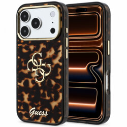 Husa Guess IML 4G Metal Script iPhone 17 Pro Max, Tortoise Print, GUHCP18X6HT4SMW