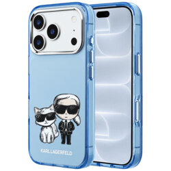 Husa iPhone 18 Pro Karl Lagerfeld IML KC Bodies Sketch Print MagSafe, bleu