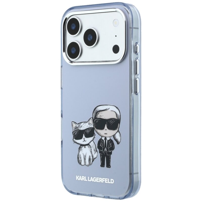 Husa iPhone 17 Pro Karl Lagerfeld IML KC Bodies Sketch Print MagSafe, bleu