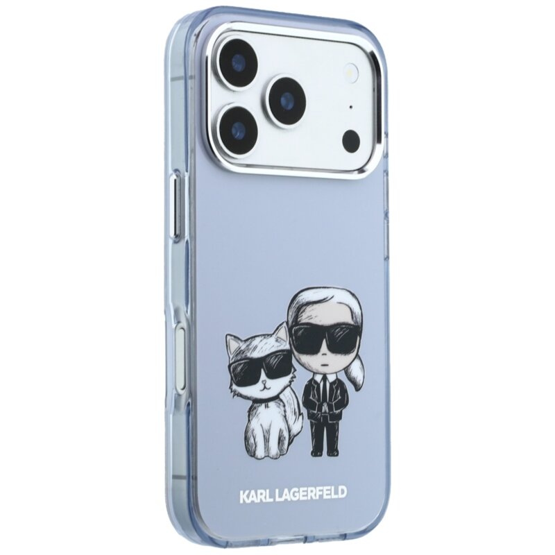 Husa iPhone 17 Pro Karl Lagerfeld IML KC Bodies Sketch Print MagSafe, bleu