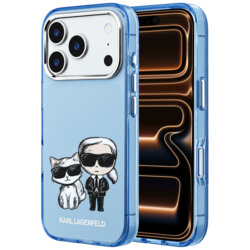 Husa iPhone 17 Pro Max Karl Lagerfeld IML KC Bodies Sketch Print MagSafe, bleu