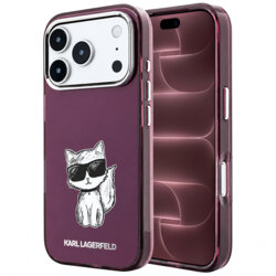 Husa iPhone 18 Pro Max Karl Lagerfeld IML Choupette Body Sketch Print MagSafe, bordo, KLHMP18X6HCIKDR