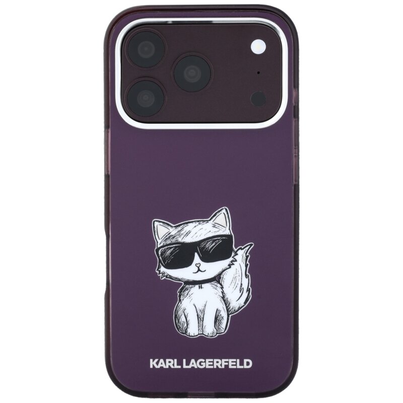 Husa iPhone 18 Pro Max Karl Lagerfeld IML Choupette Body Sketch Print MagSafe, bordo, KLHMP18X6HCIKDR