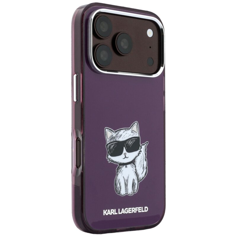 Husa iPhone 18 Pro Max Karl Lagerfeld IML Choupette Body Sketch Print MagSafe, bordo, KLHMP18X6HCIKDR